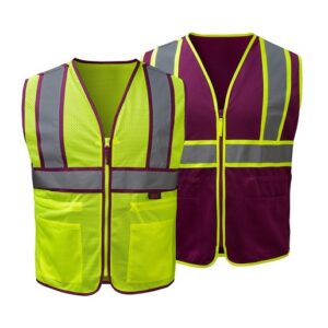 TWO TONE LADY VEST WITH PLUM TRIM